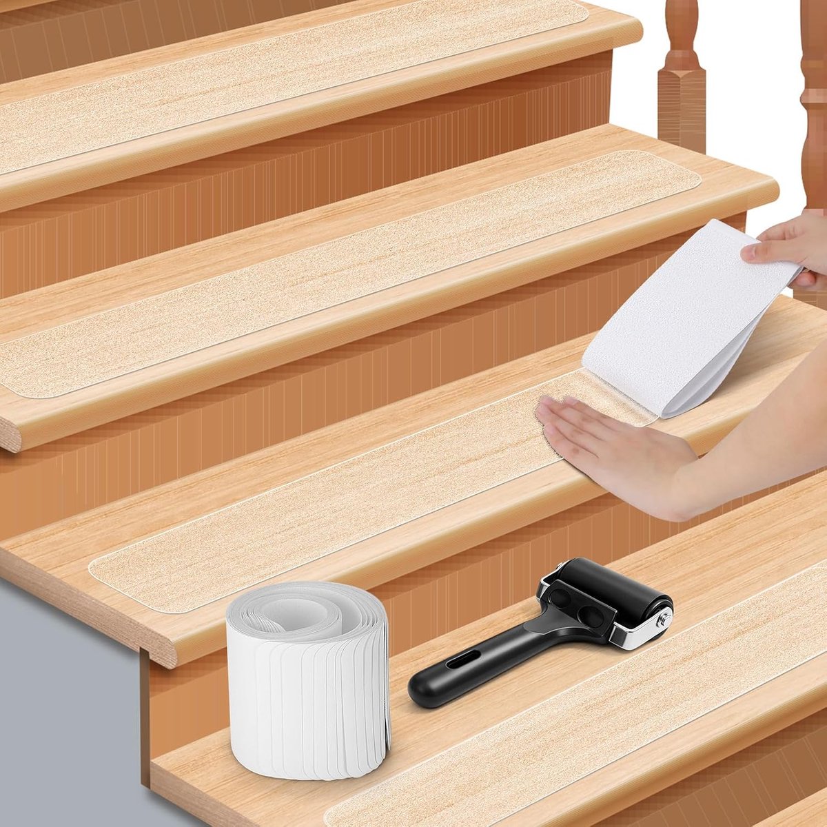 Trapmatten, antislip, 15 stuks, transparant, waterdicht traptapijt, zelfklevend, antislipstrips trappen, voor houten trappen binnen, antislip, 10 cm x 60 cm