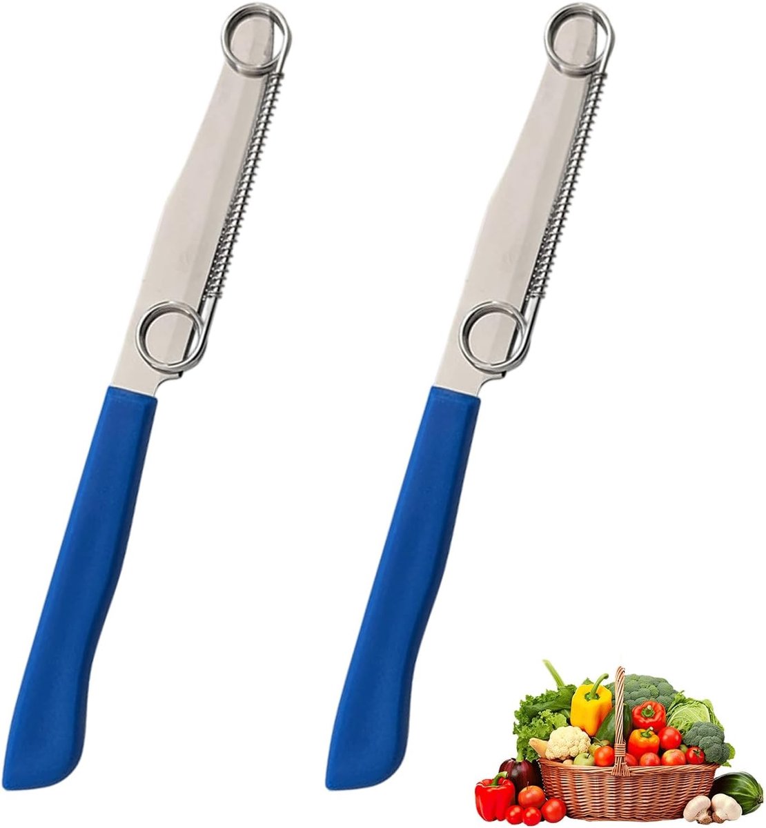 2 Stuks Snelsnijmes / Tovermes, Multifunctioneel 3-in-1 Fruit en Groentemes met Verstelbare Veer, Quick Slicing Knife, Compatibel met Giovanni/Green Elephant, Ideaal voor de Keuken