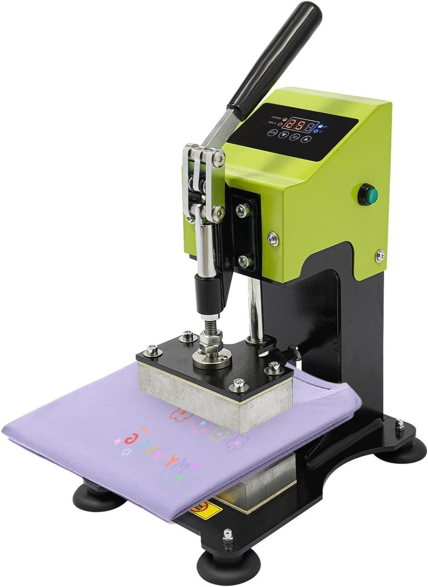 Warmtedrukmachine - Warmtepersmachine Stof - Textiel Bedrukken - Dubbele Verwarmingsplaten - 12 x 6 cm - Zwart Groen
