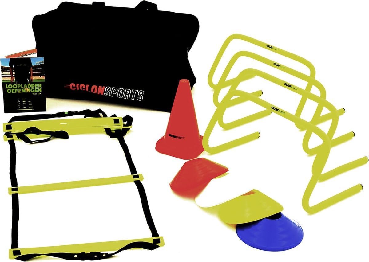 Sporttas XL met Ladder 4 Meter - 4 Hordes en 20 Marker Hoedjes - Ideaal voor Trainingen - SnelShoppen