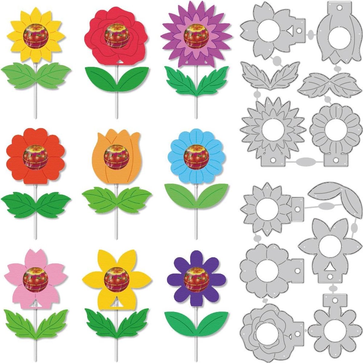 Doos Met Bloemen Snoep Lolli Houder Kaarten Maken Koolstofstaal Gestanst Embossjabloon Sjabloon Voor DIY Scrapbook Kerstdecoratie