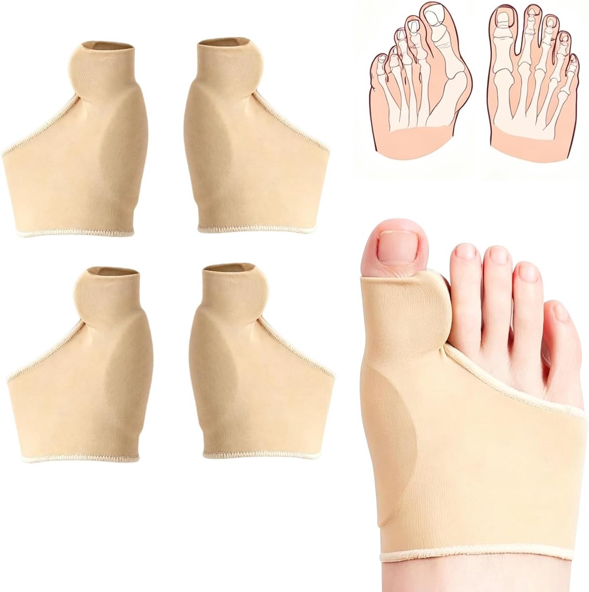 Hallux Hallux Hallux-sokken met siliconen pad, wasbare scheider en teenspreider, elastisch en zacht, maat 37-43, voor dames en heren, 2 paar