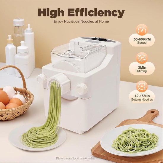 Pasta machine elektrisch 260W - volautomatisch met 9 accessoires - voor verse pasta en noedels - SnelShoppen — afbeelding 3