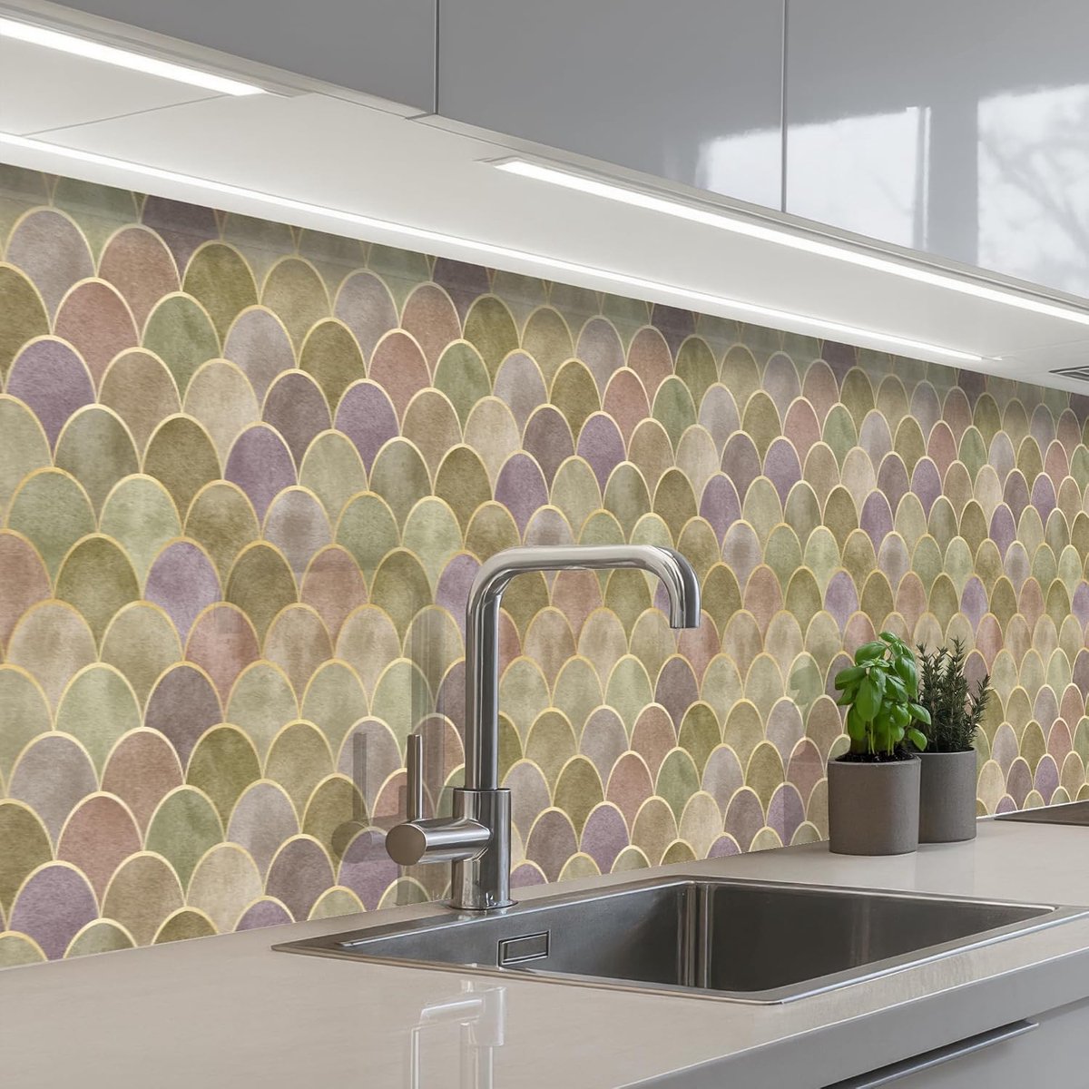 Keukenachterwand 60x400 cm zelfklevend keuken decoratie accessories home kitchen spatscherm Zacht - Goud - Kleurrijk