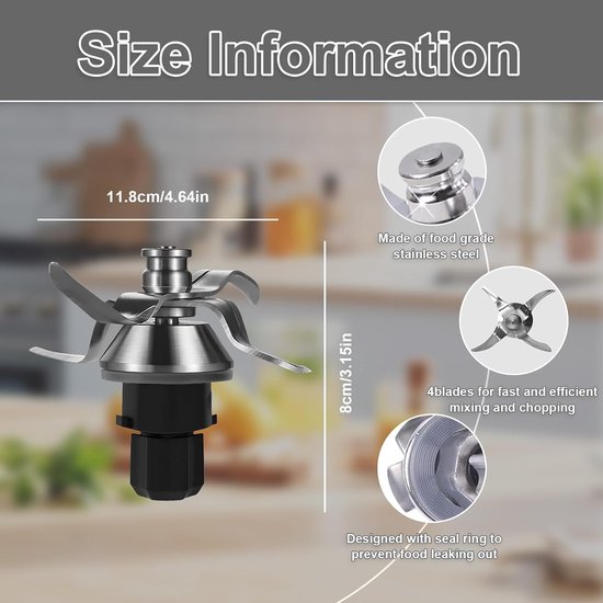 Mes voor Thermomix TM31, roestvrijstalen mengmes met afdichtring, reserveonderdeel voor Vоrwerk Thermоmix messen TM31 Voedselaccessoires, TM31 Blender Kling — afbeelding 2
