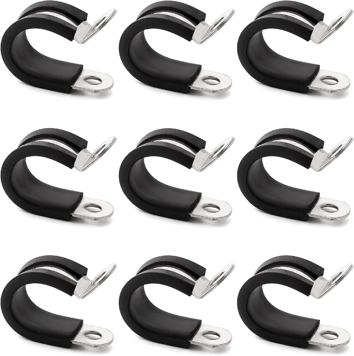 9 Stuks 16mm 304 Roestvrij Staal Rubberen Kussenpijpklemmen, Rubberen P-Clips, P-Pijpklemmen, voor Installatie van Zachte Buizen of Kabels