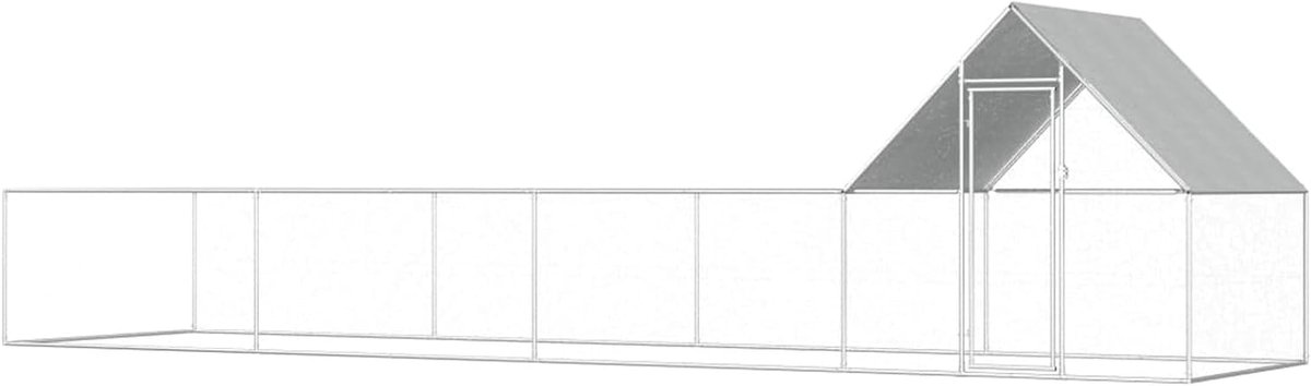 Kippenhok - Kippenhokken Cages - Kippen Houden - Waterproof Dak - 8 x 2 x 2 m - Zilver