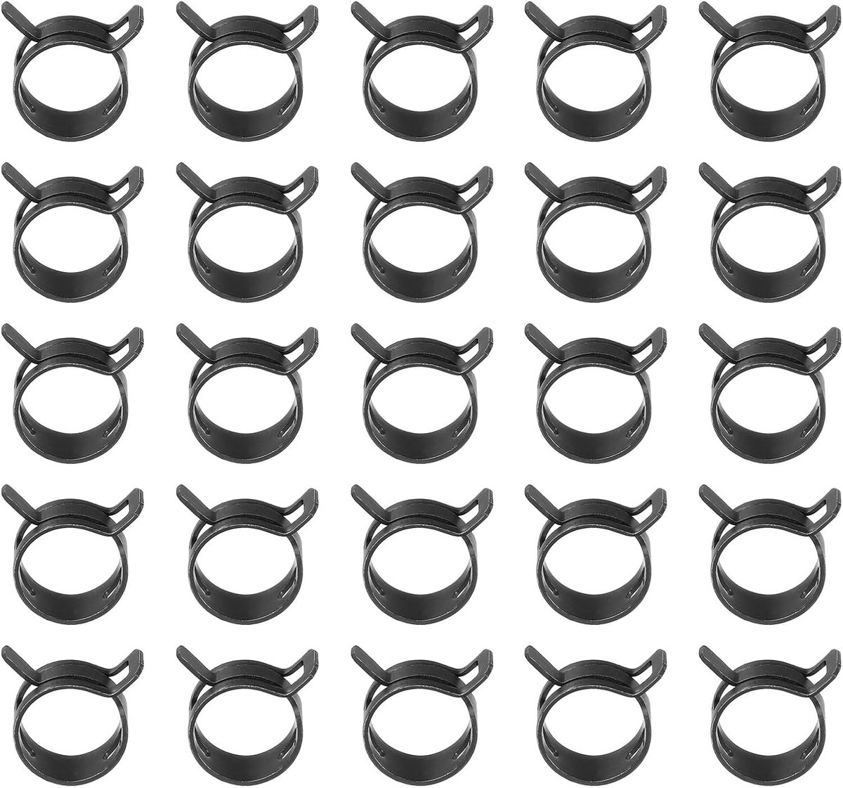 Veerband slangklemmen voor 18-20 mm buitenslang, 25 stuks siliconen vacuüm constante spanning bandclips voor brandstofleiding, siliconen luchtslang, waterpijp, zwart