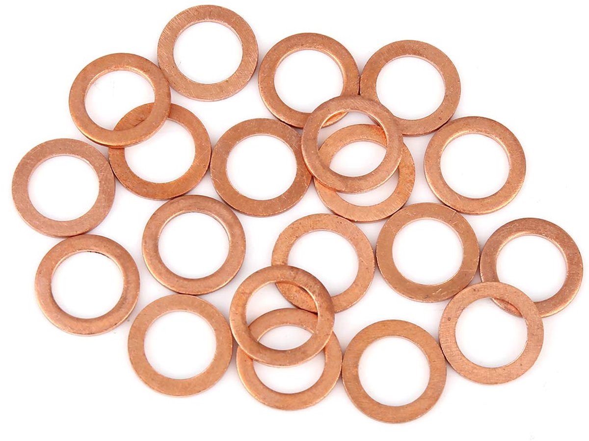 AUTOHAUX 20 stuks koperen sluitring platte afdichting ring voor auto 12 x 18 x 1,5 mm