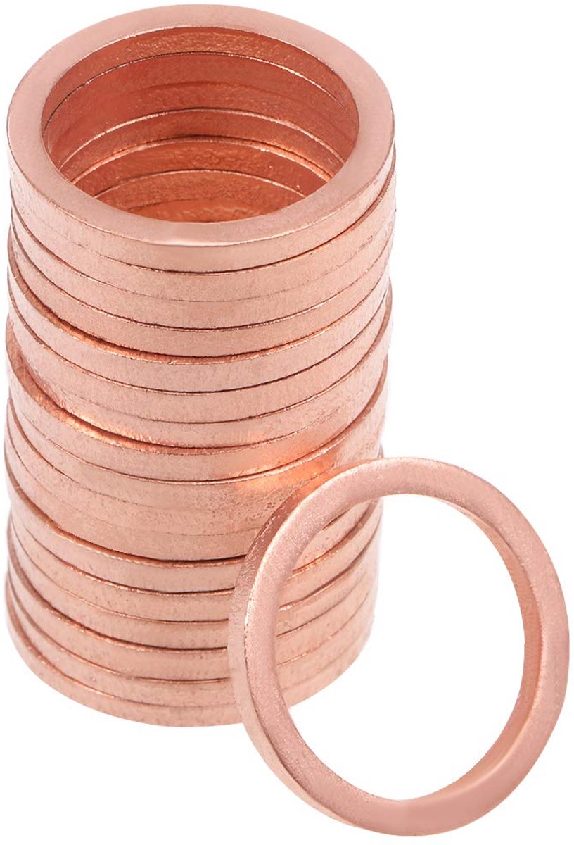 sourcing map 20 stuks 18 mm x 22 mm x 1,5 mm koperen sluitring voor schroevenbouten 16mm x 20mm x 2mm