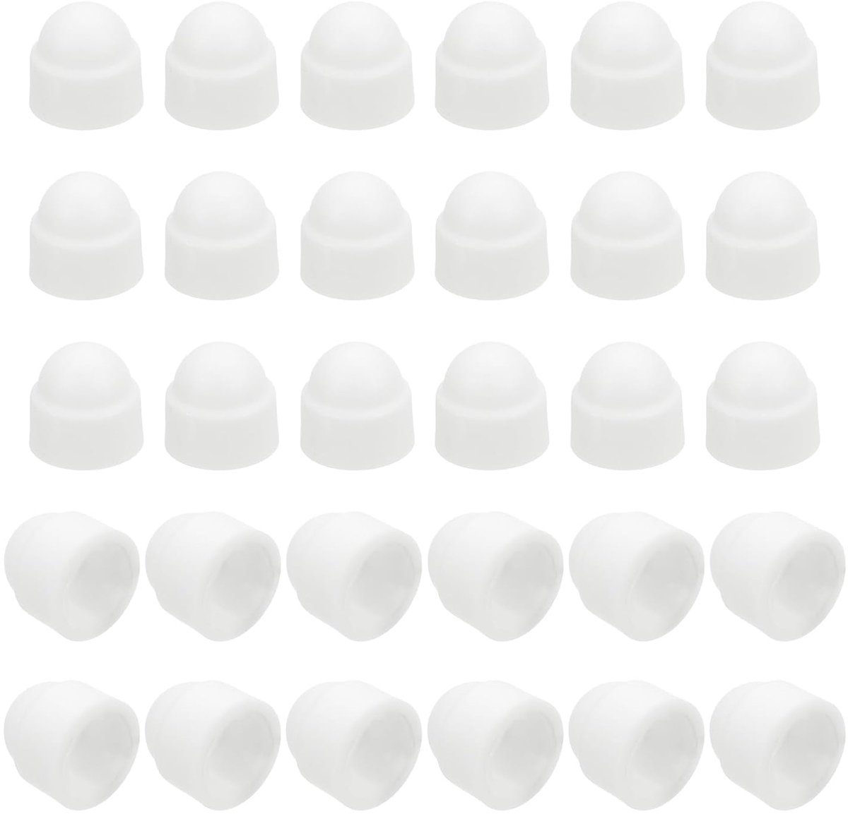 Beschermdoppen voor moer, 30 stuks M3 x 6 x 9 mm, beschermkap met zeskantschroef van kunststof, afdekkingen met zeskantkop met koepel, waterdichte decoratieve dop (wit)