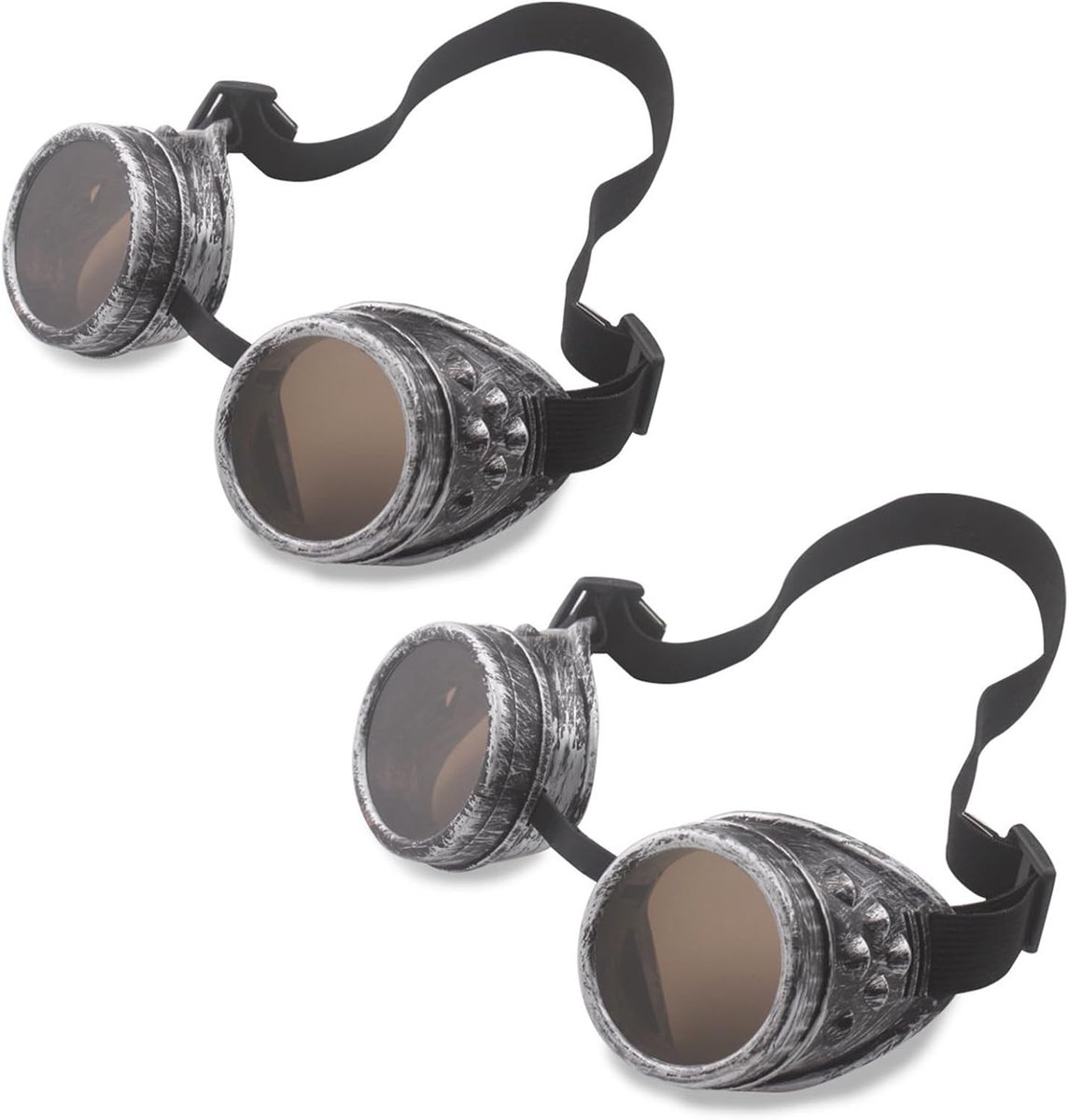 2 Stuks Steampunk Lasbril, Retro Victoriaanse Steampunk-bril, Halloween Caleidoscoop Carnaval Bril, Essentiële Accessoires voor je Steampunk-garderobe(zilver)