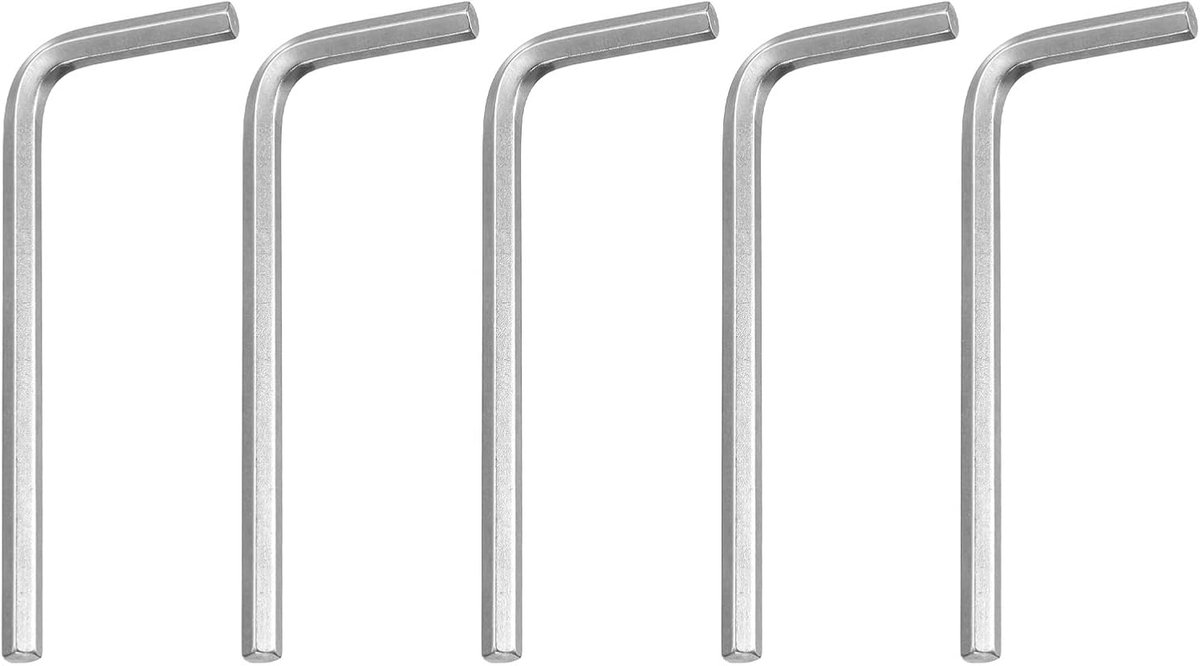 5 stuks inbussleutel 9/64" 45# koolstofstaal L-vorm zeskant SAE sleutel reparatiegereedschap voor thuis doe-het-zelf fiets motorfiets reparatie, zilverkleurig