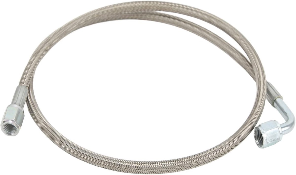 Turbo Olietoevoerleiding 4AN 90 Graden Rvs Gevlochten Olietoevoerbuis Pijp Slang(48 Inches)