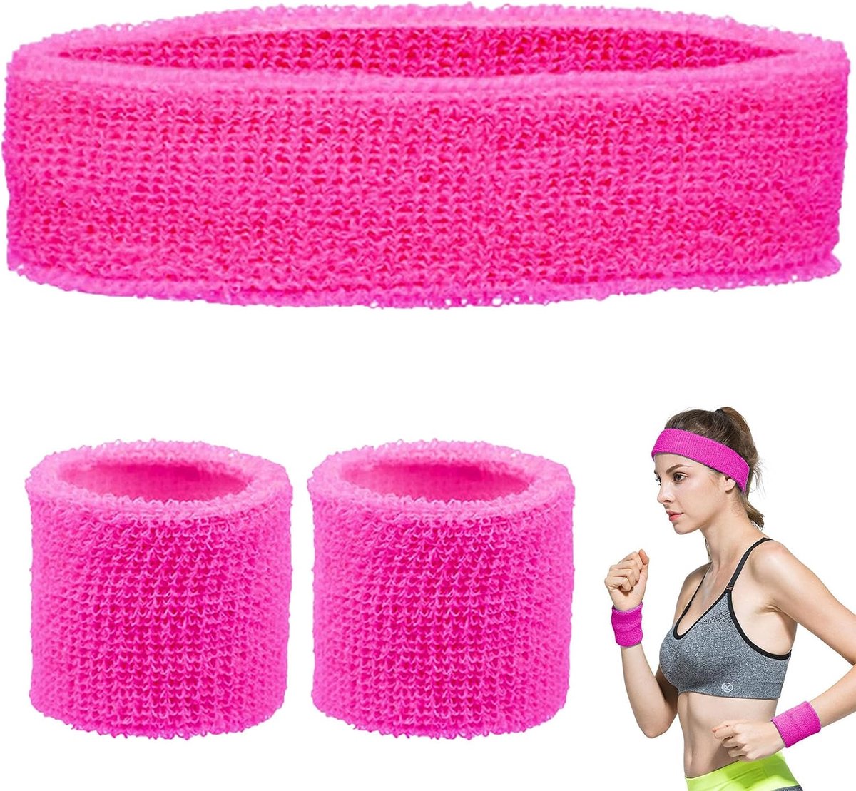 Hoofdband en polsband, polsbandjes en sporthoofdband, sportpolsbanden, absorberende sportarmbanden, sponsarmband, absorberende sportzweetbanden, sporthoofdband