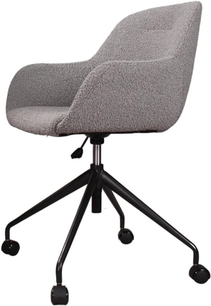 Bureau stoel bouclé - grijs - ergonomisch - comfortabel werken - SnelShoppen