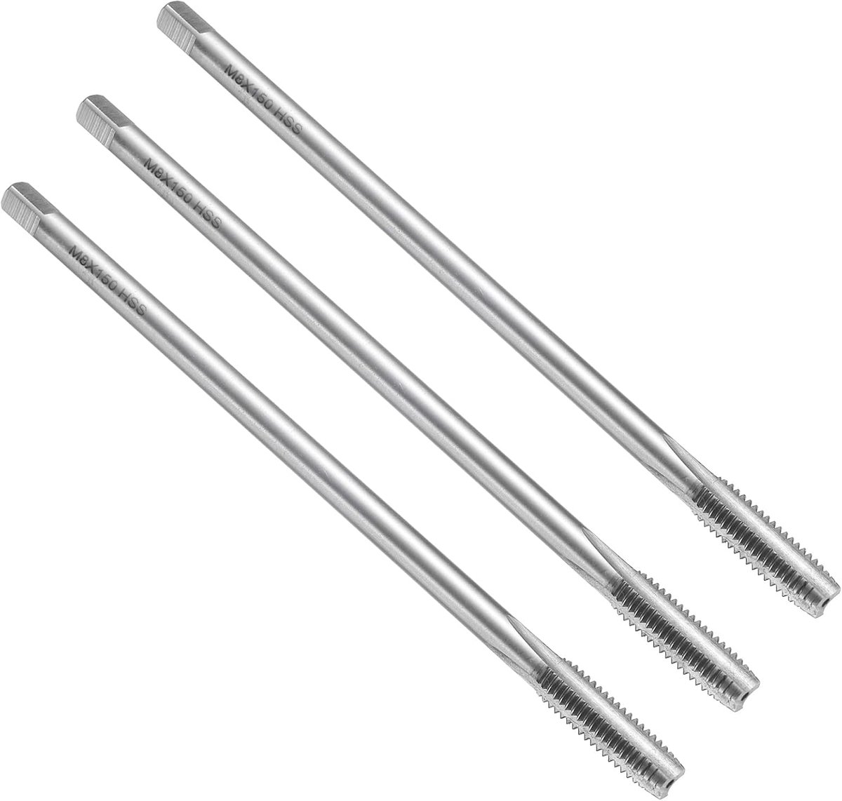 3 stuks HSS schroefdraadtappen, M8 x 1,25, 150 mm extra lange metrische schroefdraadsnijder, rechtse schroefdraad