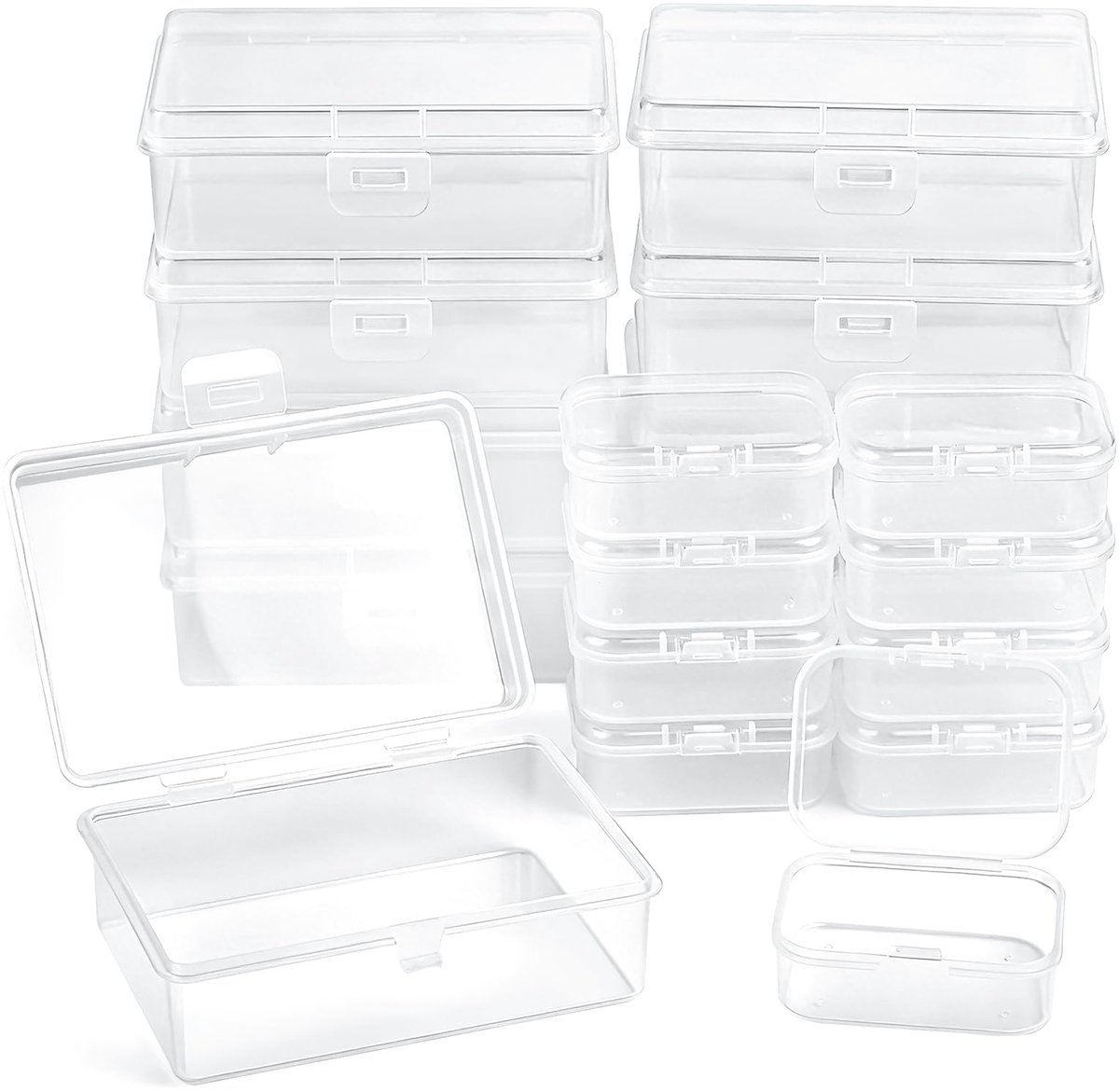 Opbergdozen 18 stuks transparant - sorteerdozen met deksel - voor kleine onderdelen en accessoires - SnelShoppen
