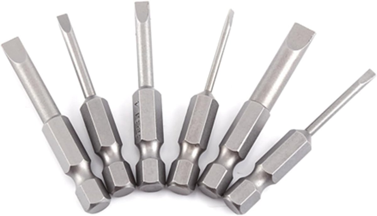 6 Stuks 50 Mm Sleufbits S2 Gelegeerd Staal Magnetische Punt Platte Kop met Zeskantschacht 6,35 Mm