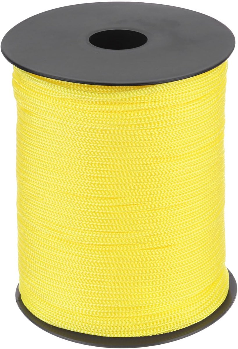 Touw van polypropyleen, 100 m, hol nylon touw voor waslijn, camping, wandelen, buiten, geel