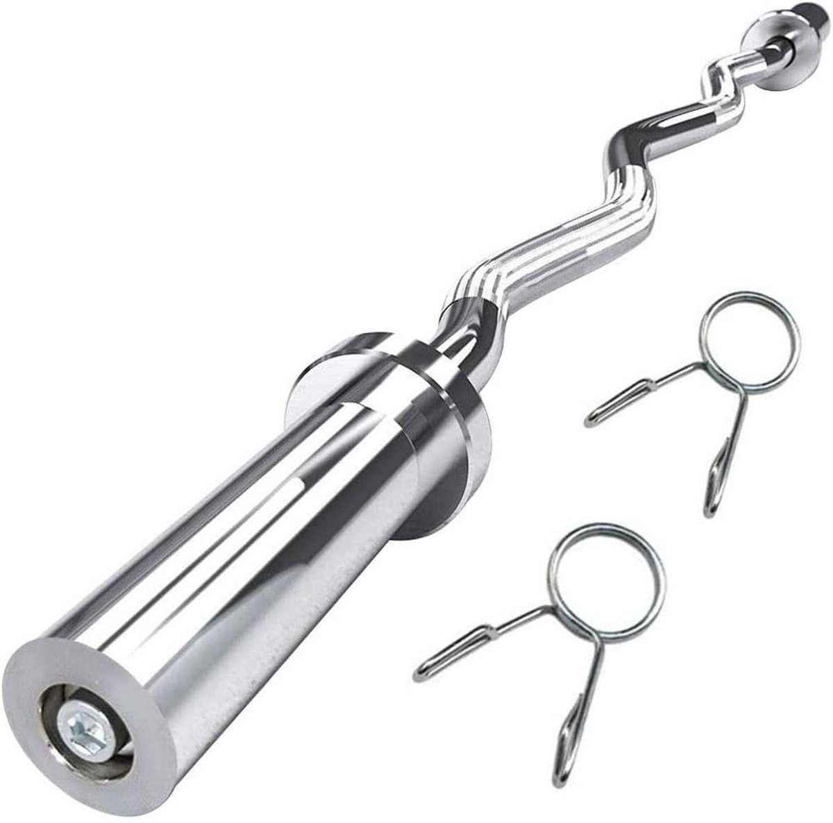 Curl Bar - Gewichtstang Biceps Bar - Kracht Training - Speciaal Schuin Ontwerp - 119cm - Chroom