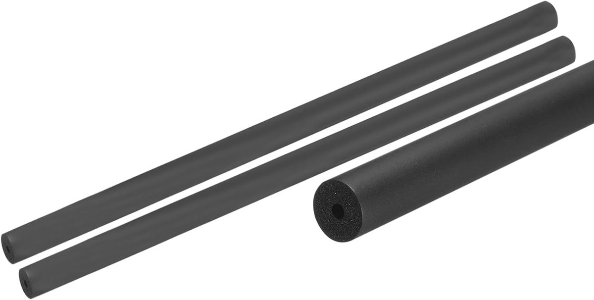 2 stuks schuimrubberen slang voor handgreep, isolatie van buizen, 1/8 inch (3 mm) Id 12 mm Od 0,25 m lengte zwart
