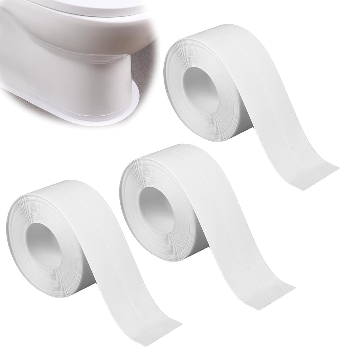 3 stuks zachte plint, zelfklevend, pvc, 2,2 cm x 5 m, siliconen afdichting, badkamer, wit, waterdicht, afdichting, geschikt voor keukens, badkamers en hoekafdichtingen