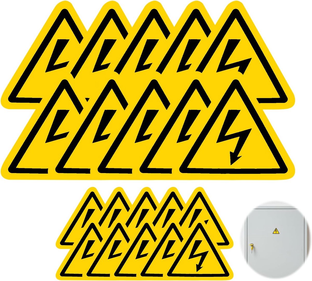 Waarschuwingsstickers elektrisch voltage - 20 stuks - 5cm en 10cm - hoogspanning - optimale veiligheid - ShopVlot