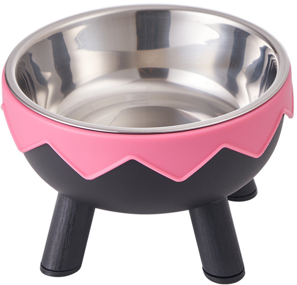 Claoner Voerbak voor honden katten - Met antislip bodem - 2-in-1 voer- en waterbak - Afneembaar - Veelkleurig - Roze