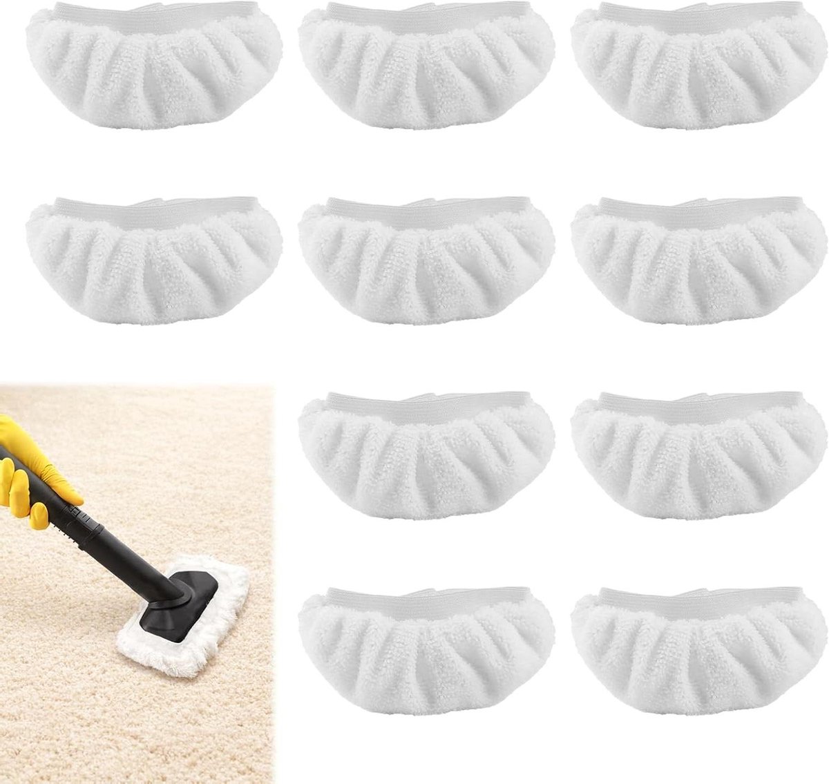 Stoomreiniger Accessoires - Microvezel Pads - Hygiënisch Reinigen - Universele Pasvorm - 14 x 7 cm - Wit