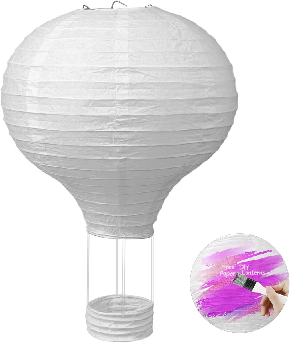 Papieren lantaarn 30 cm - wit - vlamvertragend/opvouwbaar - voor knutselen en feesten - ShopVlot