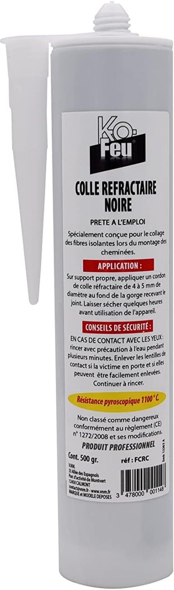 Vuurvaste lijm 500 g - zwart - cartridge - perfect voor reparaties - ShopVlot