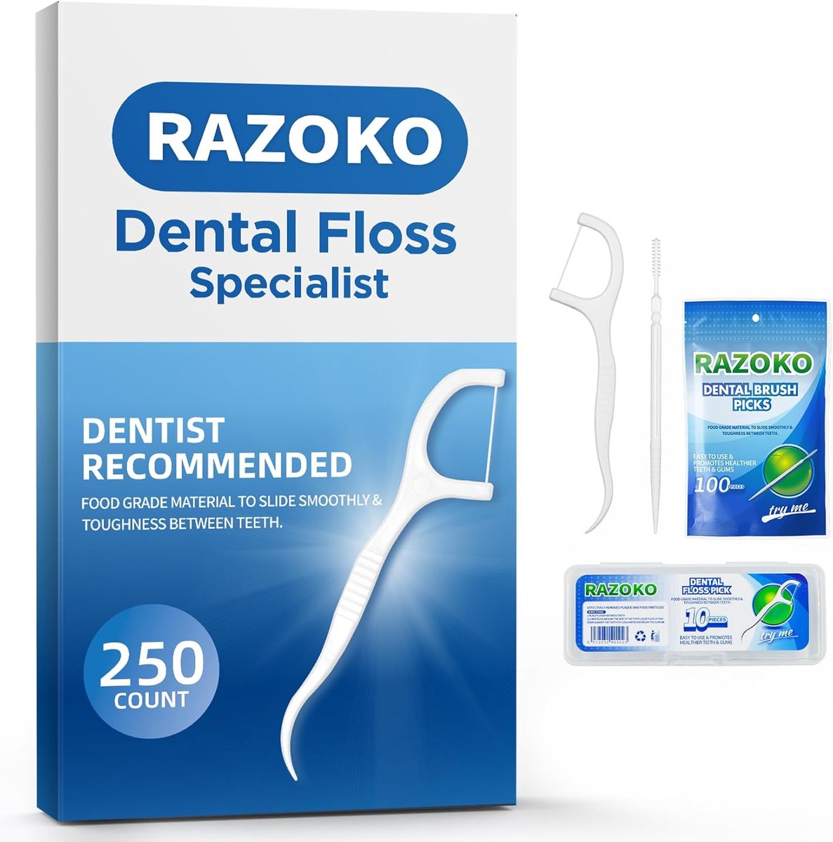 Tandenstokers Dental Floss Picks - 250 Stuks - Ungeparfumeerd - Professionele Tandverzorging - ShopVlot