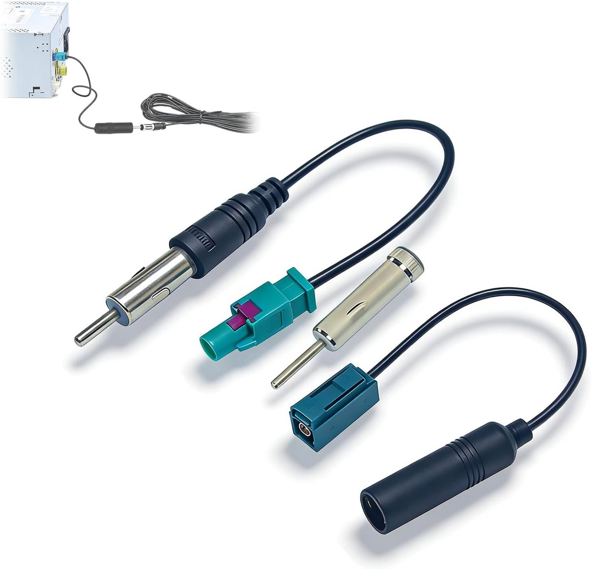 Radioantenne-adapter - 2 stuks - Fakra naar DIN ISO - Eenvoudige omzetting voor heldere radio-ontvangst - ShopVlot