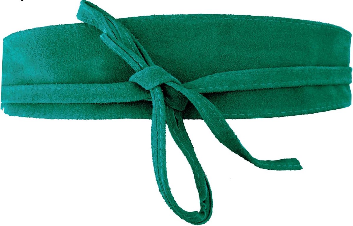 Leren dames brede Obi riem - groen/beige - one size 36 tot 46 - stijlvol accent voor elke outfit - ShopVlot