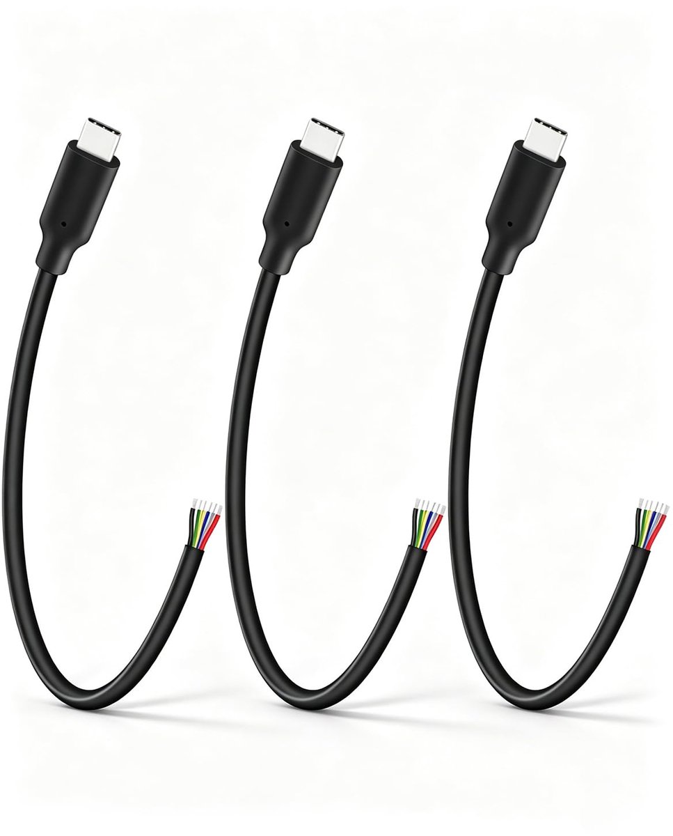 Korte USB-C stroomkabel 0,3 m - 6-polig - gestripte uiteinden - betrouwbare 5A stroomcapaciteit - ShopVlot