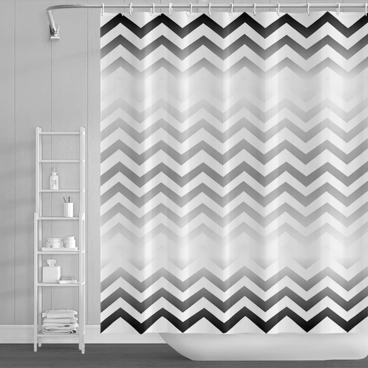 Douchegordijn 105x160cm - Abstract geometrisch zwart-wit - Waterdicht polyester - Perfect voor kinderdouches - ShopVlot