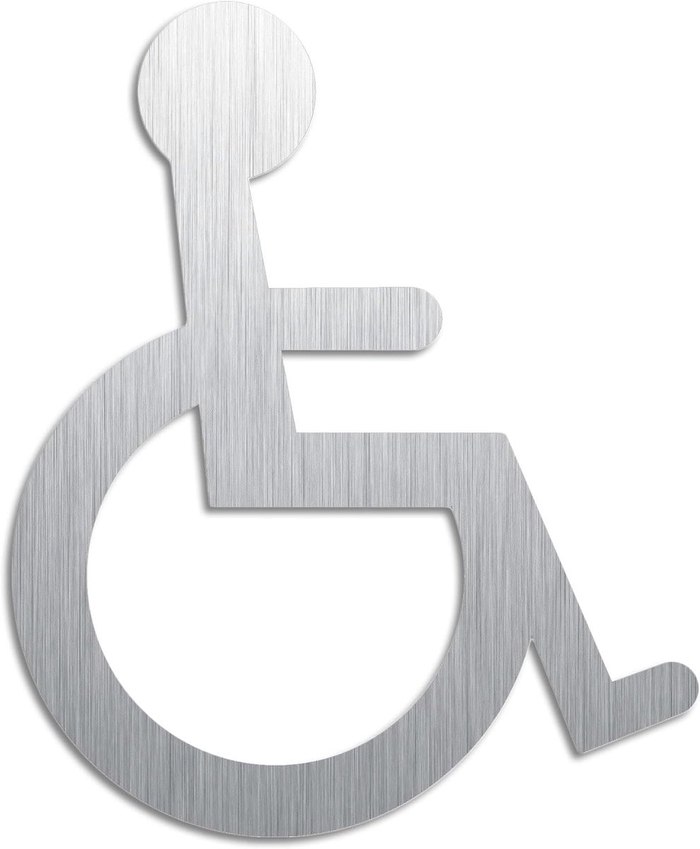 Deurplaat Gehandicapten 120mm - Mat geborsteld RVS - Zelfklevend - Duidelijke herkenning - ShopVlot
