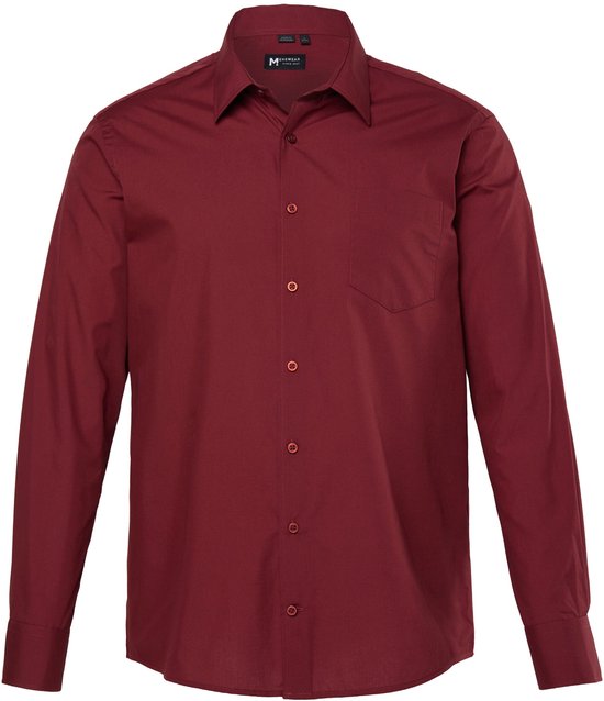 Donkerrode blouse met lange mouwen voor heren met een borstzakje.