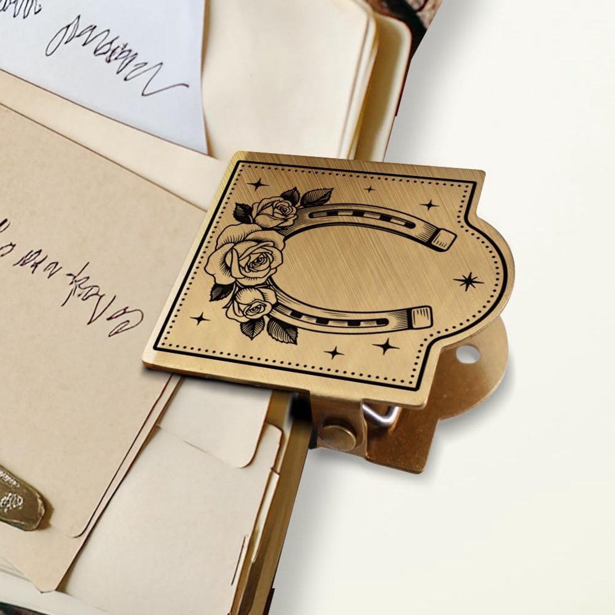 Notitieboekje Journal Clip Metalen Hoefijzer Boek Binder Clips Brons Vintage, 4,6 cm x 3,4 cm Decoratieve Heavy Duty Messing Pagina Houder Clips voor Boek, Papier, Bladwijzer, Geschenken