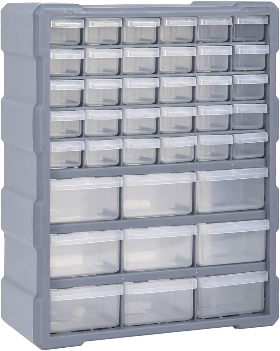 Kast met 39 laden, 38 x 16 x 47 cm, ladebox, organizer, kleine onderdelen voor werkplaats, multifunctionele laden, naaidozen van kunststof, opbergdozen voor componenten