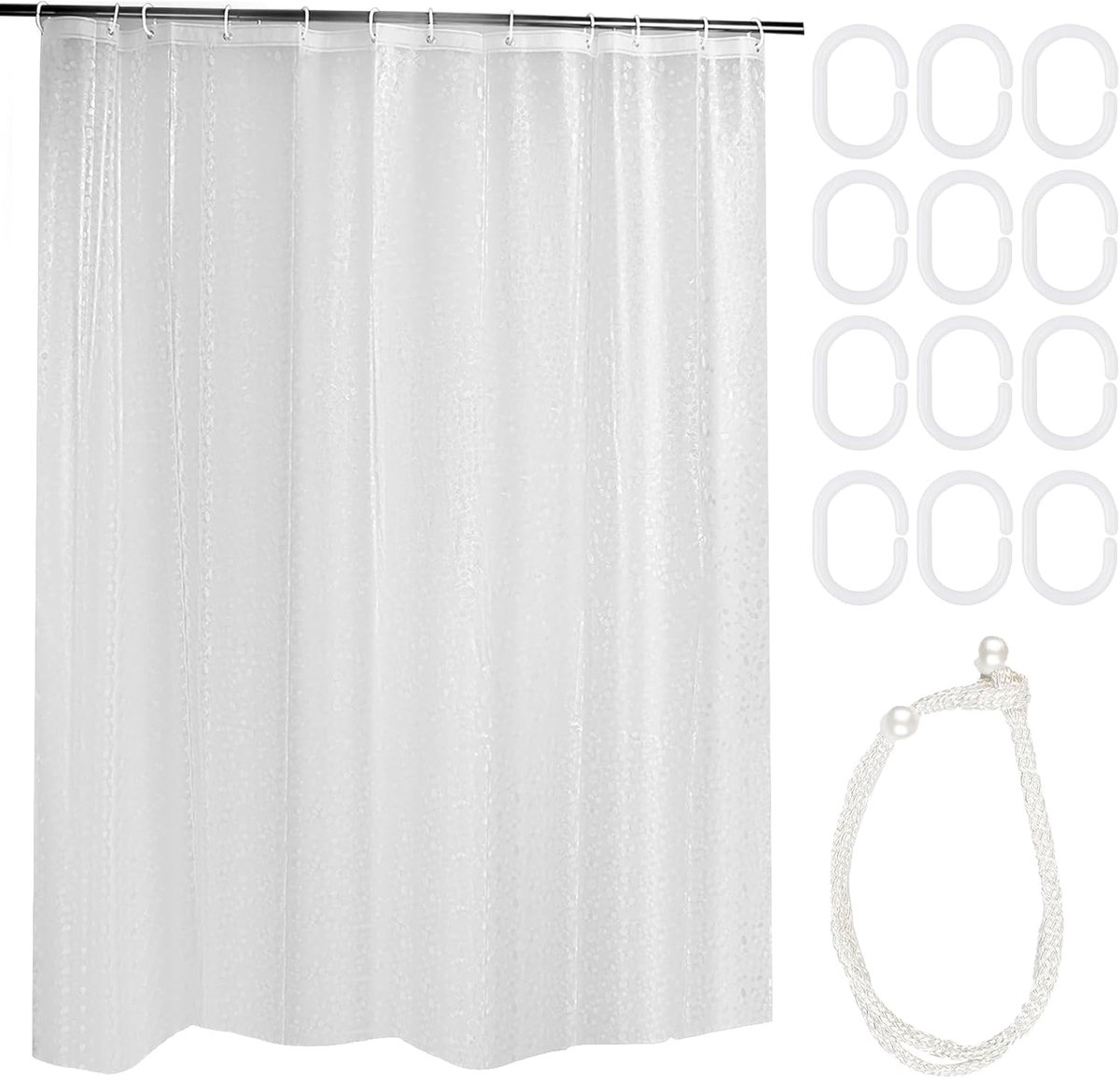 Douchegordijn 180x200cm - Antibacterieel PEVA - Schimmelbestendig - Waterdicht en stijlvol - SnelShoppen