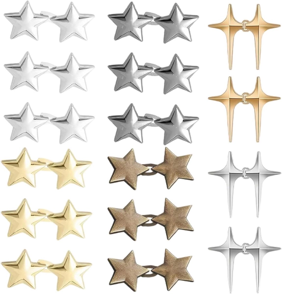 Broekclip, 16 paar broekclips om strakker te maken, zonder te naaien, sterknopen, herbruikbare broek, strakker maken, clip instelbare knopen voor jeans, damesrok