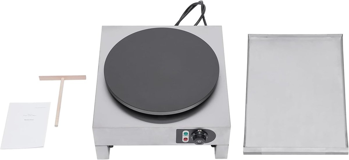 Pannenkoekenmaker met uittrekbaar dienblad, ingebouwde thermostaat, pannenkoeken, draaiverdeler, verbrande amandelen, machine, elektrisch, uittrekbaar, tortilla, crêpe ijzer, pannenkoeken,