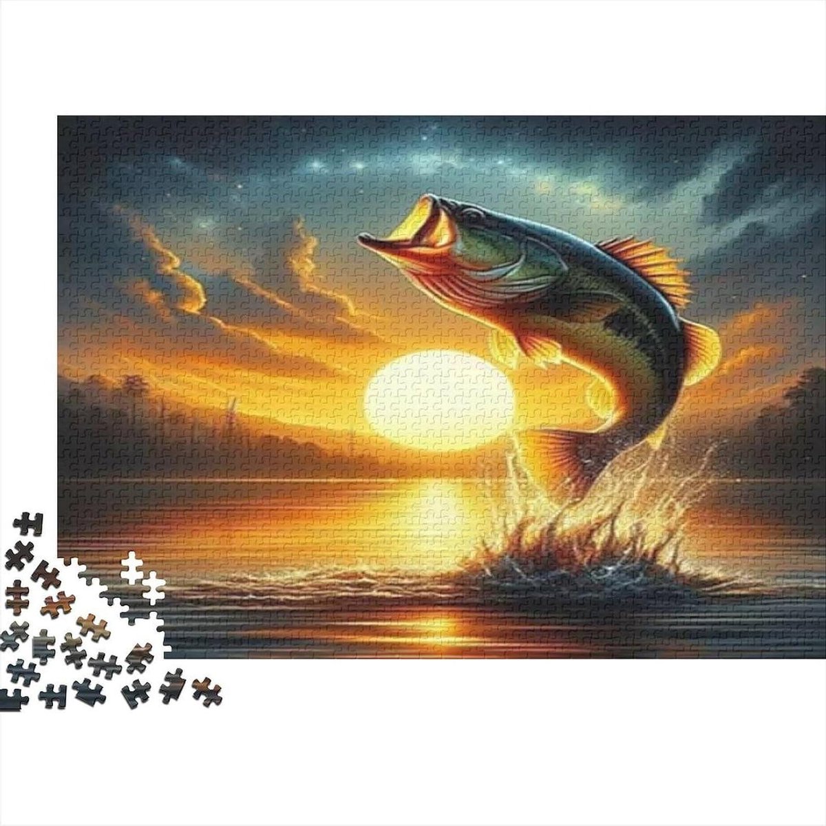 Legpuzzel 1000 stukjes - Familiepuzzel Volwassenen - Ontspanning Thuis - Nauwkeurig Gesneden Stukjes - 38 x 26 cm - Zonsondergang Meer