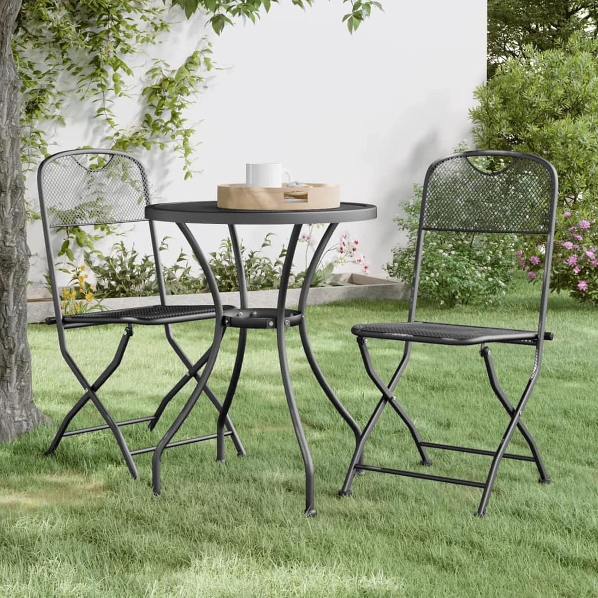 Opvouwbare tuinstoelen, 2 stuks, tuinstoelen, klapstoelen, tuinstoel, klapstoel, balkonstoel, tuinstoel, balkonstoelen, klapstoel, balkon, tuin, terras, rekrooster, antraciet#1