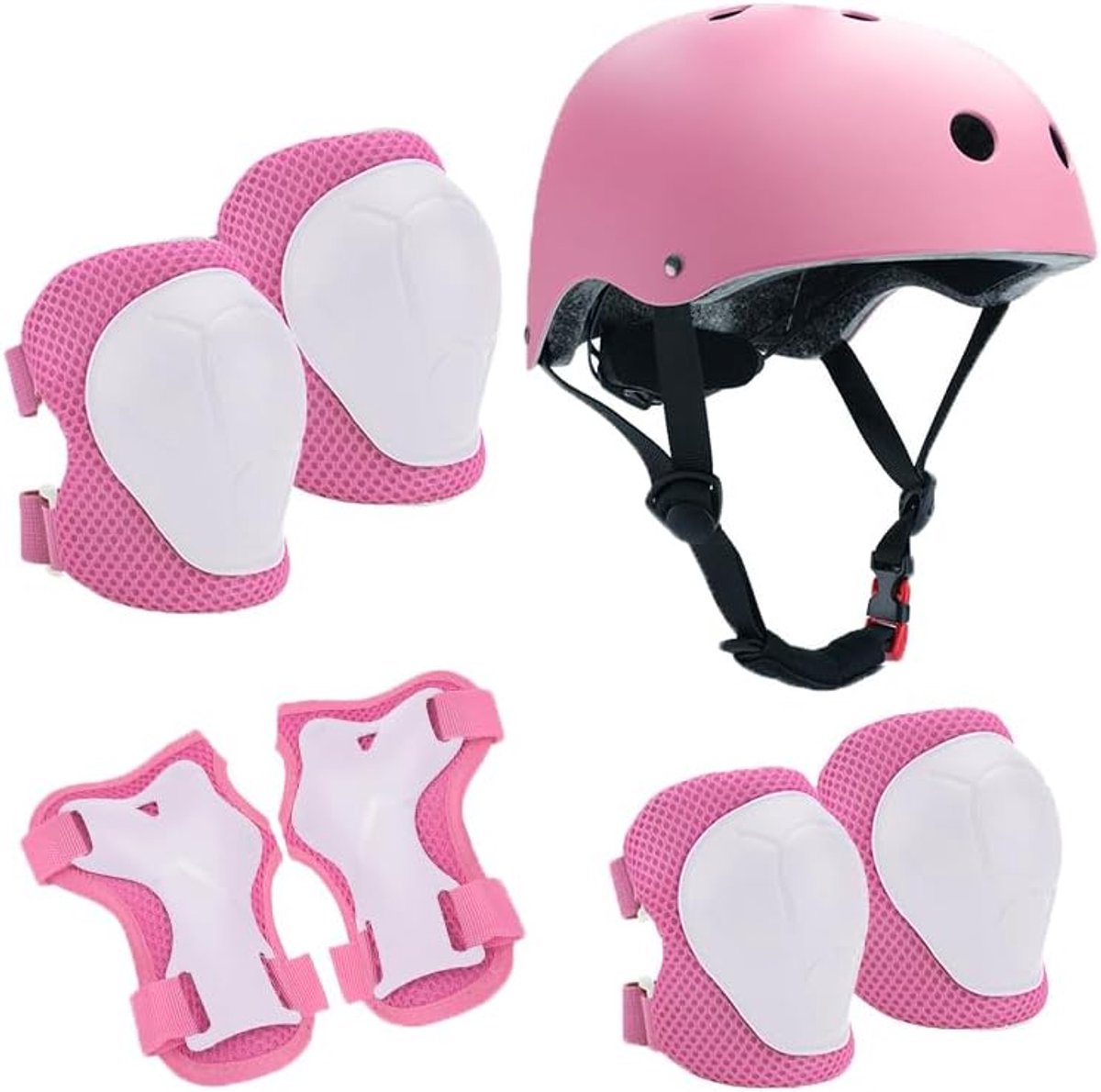 Kinderkniebeschermerset met helm, beschermerset voor kinderen van 3-10 jaar, kniebeschermers voor kinderen, knie- en elleboogbeschermers voor kinderen, inline beschermingsuitrusting voor