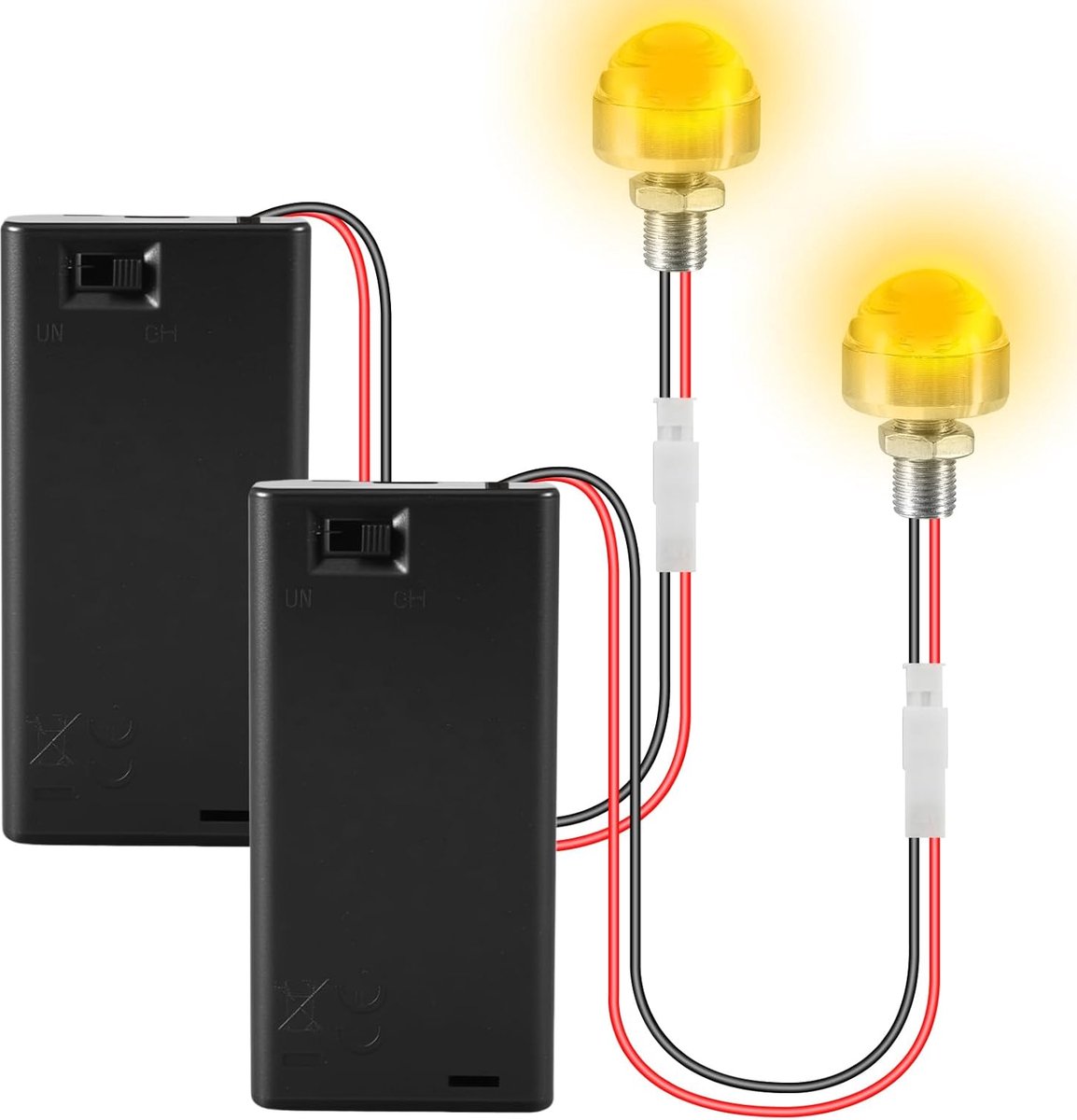 Miniatuur ledlampen voor poppenhuizen, mini-lampen met AA-batterijhouder, poppenhuis miniatuuraccessoires, miniatuur ledlampen voor vitrines, microhuis, speelgoedhuisdecoratie, 2 stuks