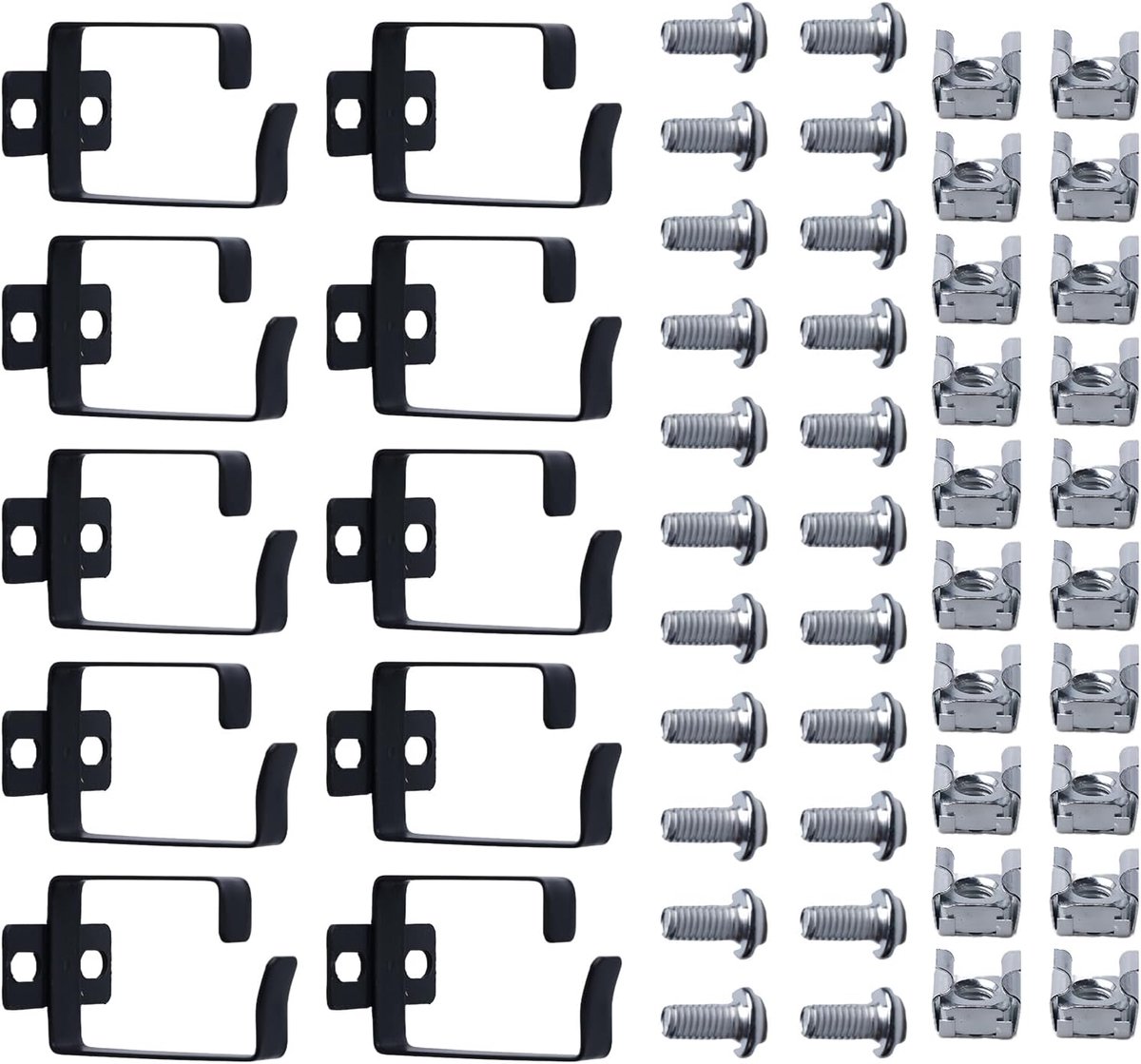 Image of 10 stuks kabelgeleidingsbeugels, serverkast, 4,4 x 6 x 5 cm netwerkkast kabelbeheer, 19 inch rack kabelgeleidingsset, server-rack-accessoires met 20 schroeven en 20 moeren