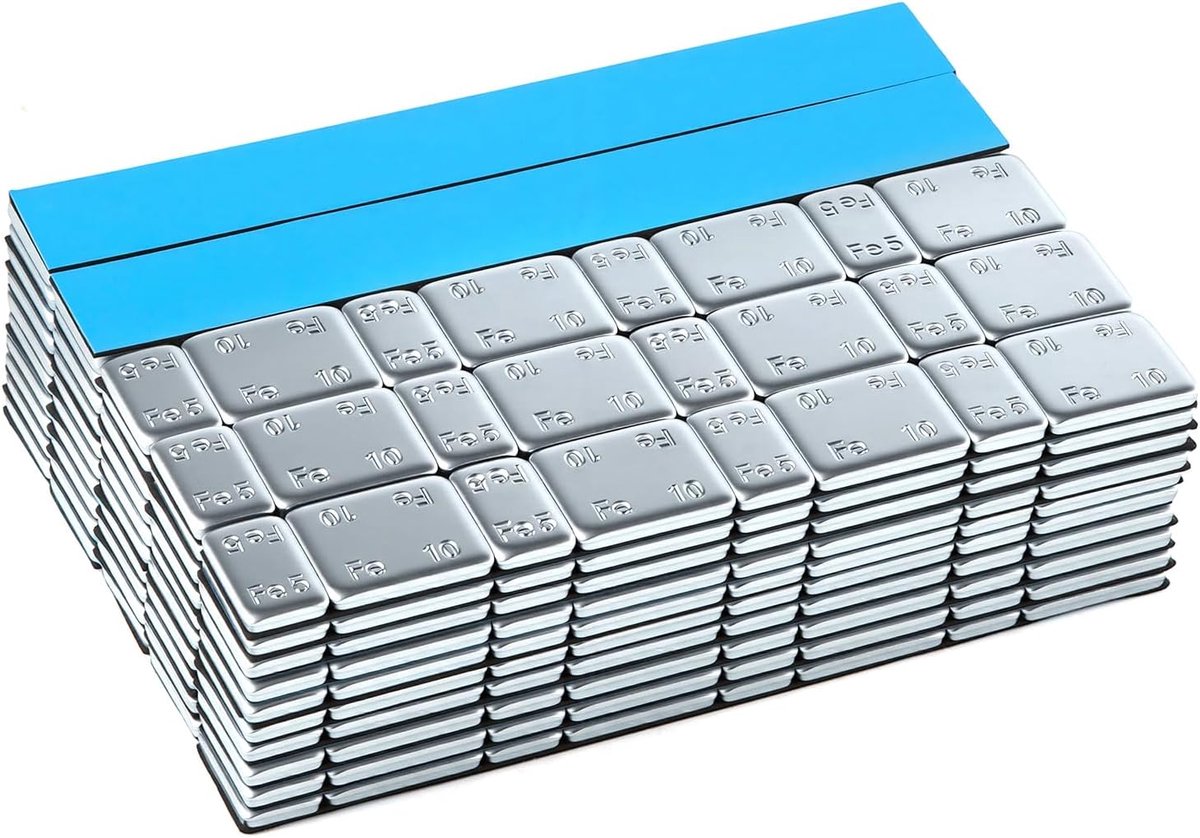 GASBW51250T Balanceergewichten, plakgewichten, 25 x 12 x 5 g, stalen gewichten, bandenmontagepasta, zwart en met kunststof coating, plakgewichten voor aluminium velgen, 3 kg